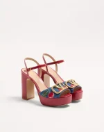 Valentino Vlogo Signature Platform Denim Sandal With Cherryfic Embroidery 115Mm - Image 6